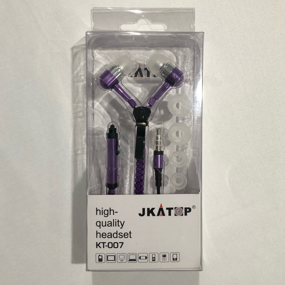 Purple Zipper Design Earphones